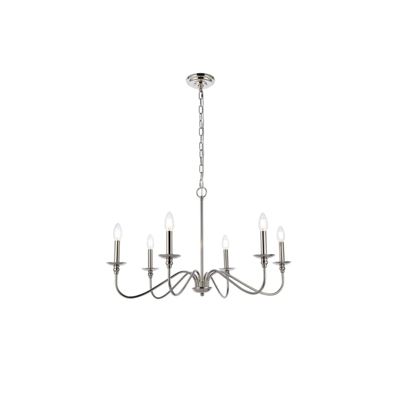 Polished Nickel Six Light Chandelier from the Rohan Collection