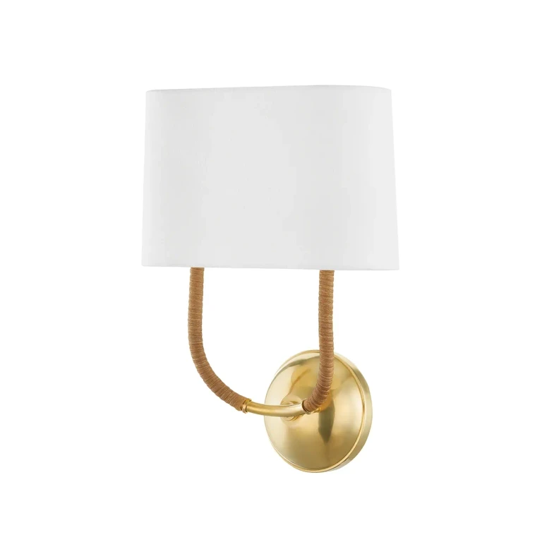 Aged Brass Two Light Wall Sconce from the Webson Collection