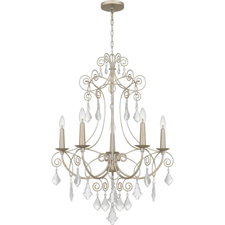 Vintage Gold Five Light Chandelier from the Merida Collection