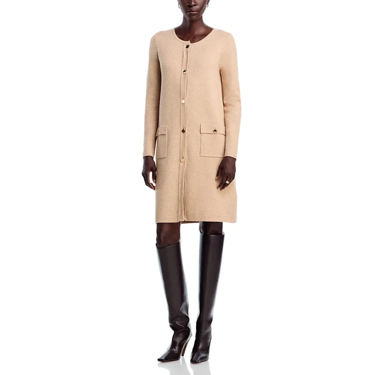 T Tahari Crewneck Button Down Cardigan Sweater