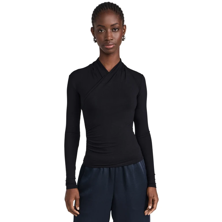 Vince Fixed Wrap Top Black XS