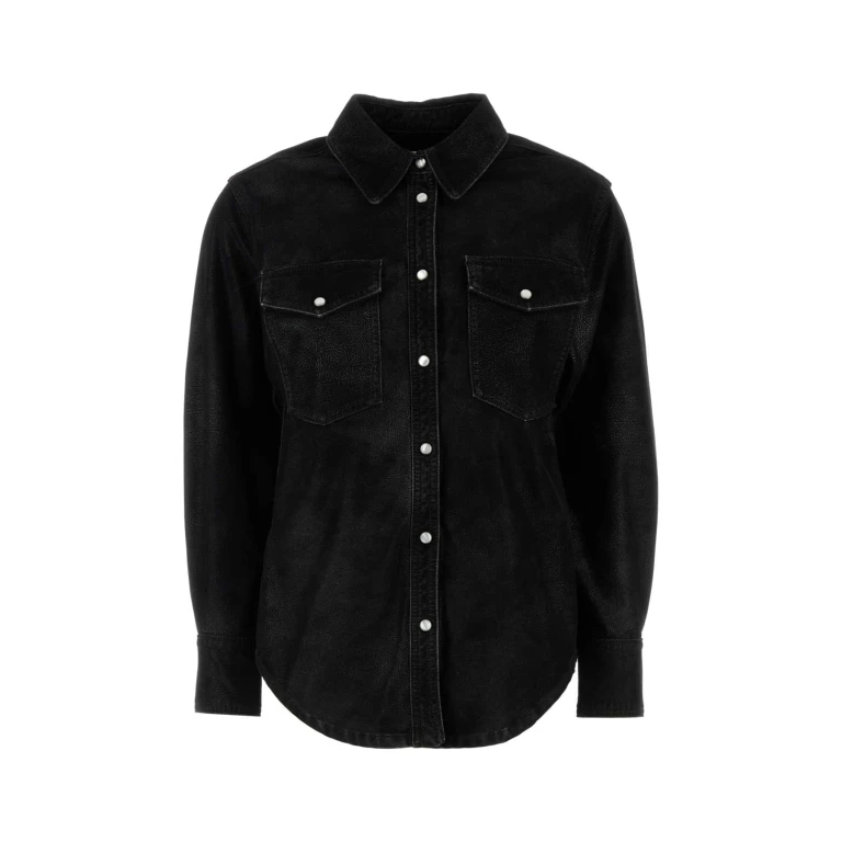 Black Synthetic Leather Karima Shirt