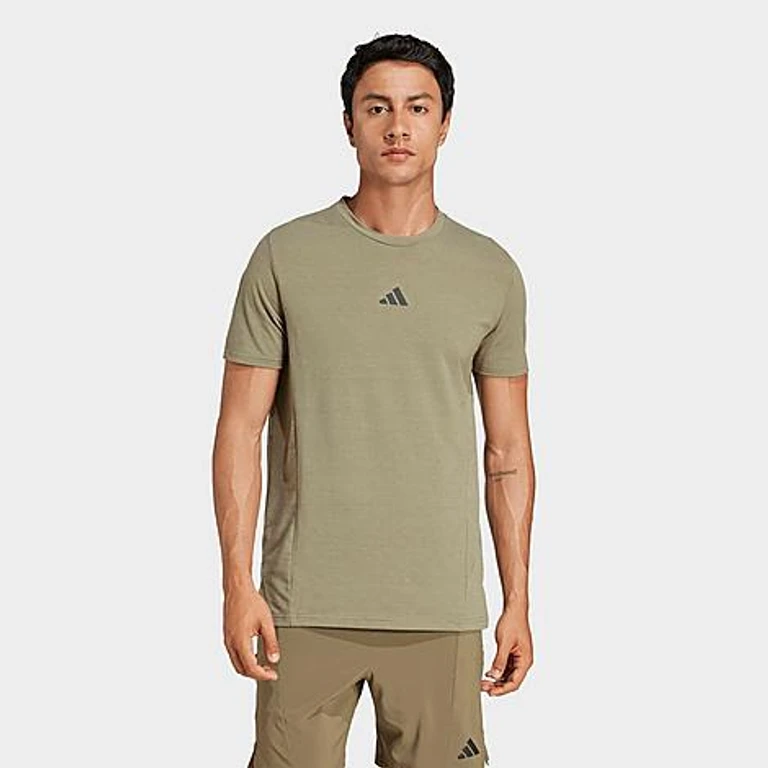 adidas Men's Designed for Training Workout T-Shirt in Olive Strata Size: XS