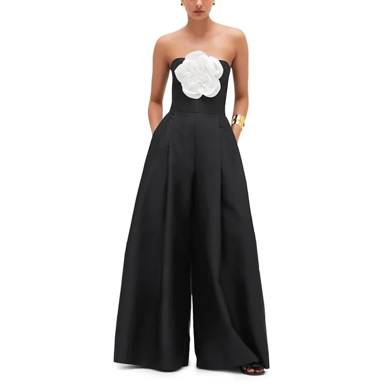 PatBO Taffeta Bloom Rosette Jumpsuit