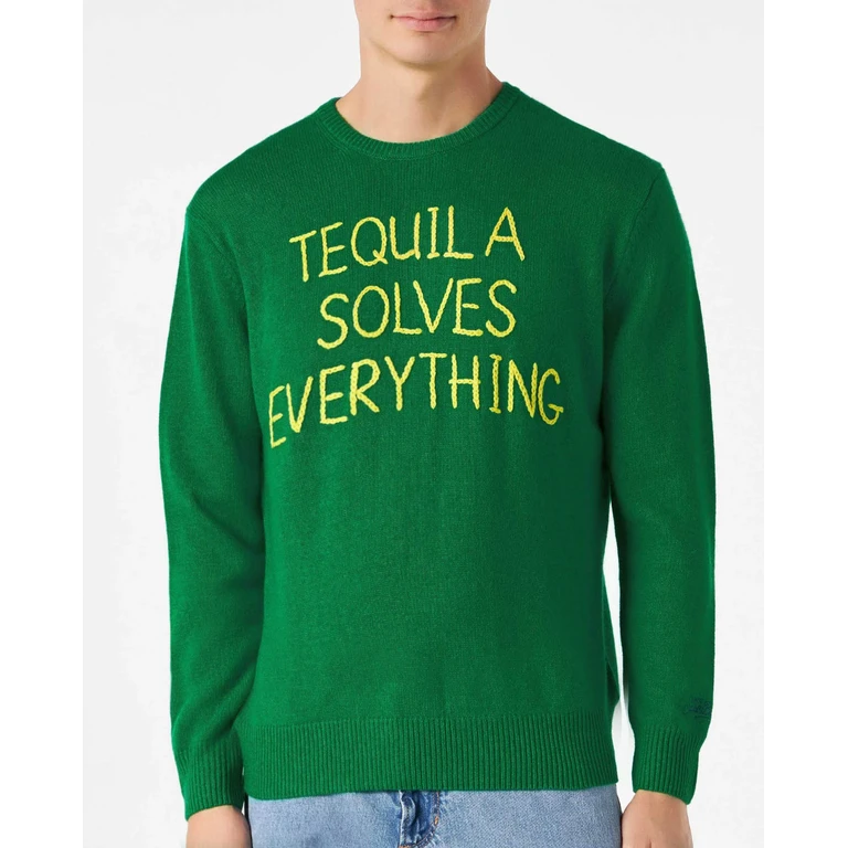 MC2 Saint Barth Crewneck Sweater With Tequila Solves Everything Embroidery