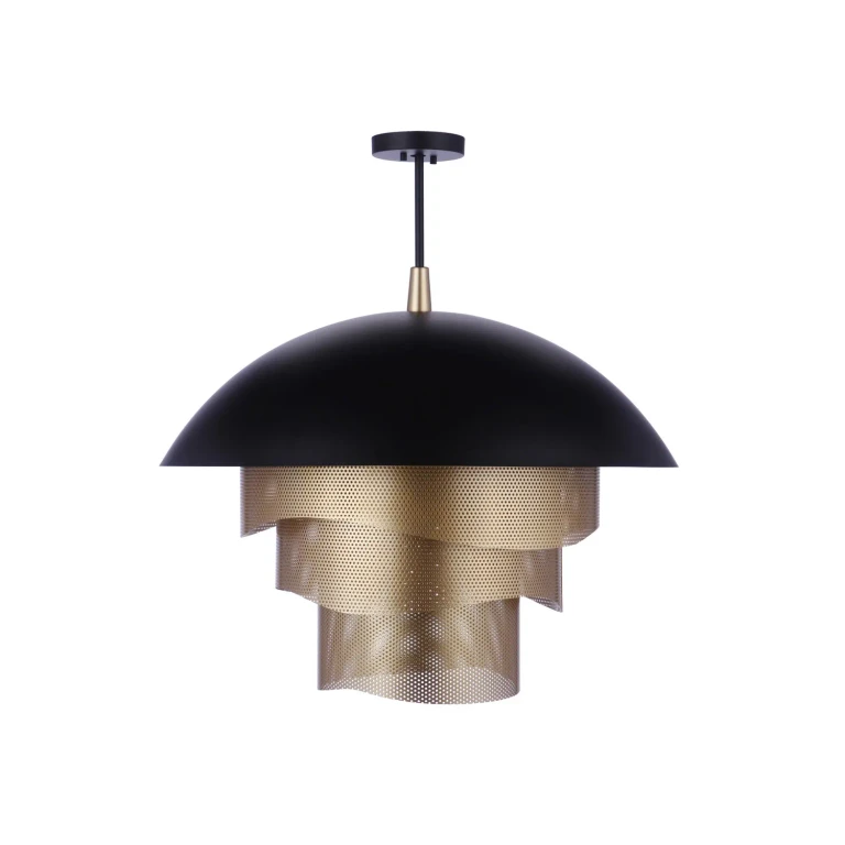 Sculptural Statement Pendants 1-Light LED Pendant in Flat Black with Matte Gold