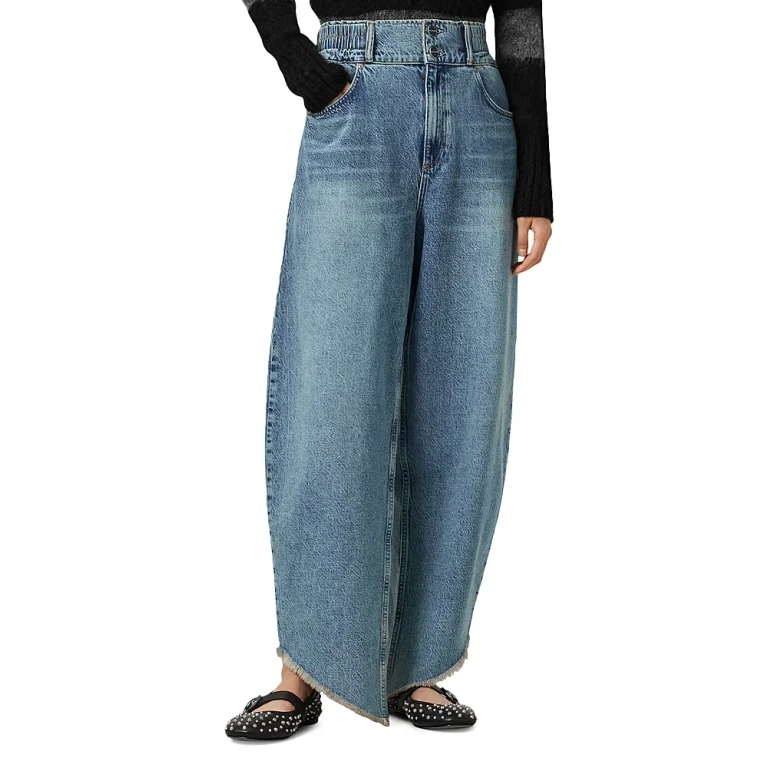 Allsaints Taylor Fray High Rise Barrel Jeans in Light Indigo