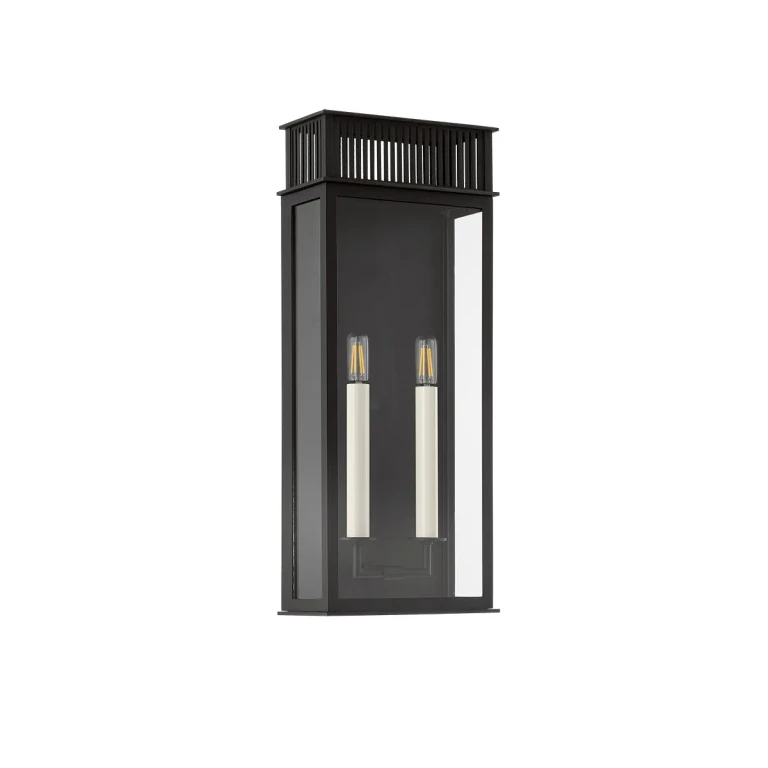 Textured Black Two Light Outdoor Wall Sconce from the Gridley Collection