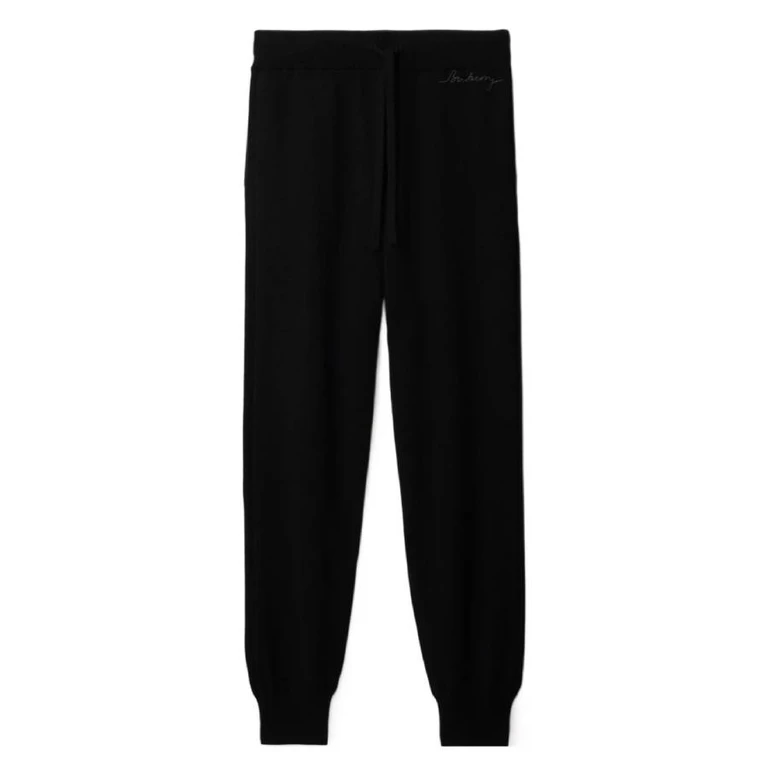 Burberry Logo Embroidered Cashmere Jogging Pants