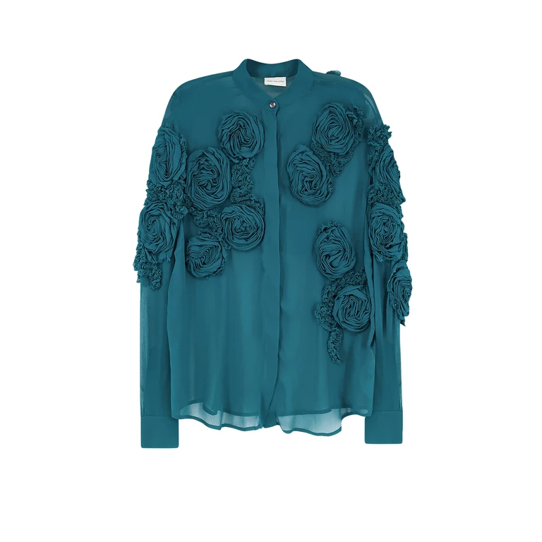Dries Van Noten Shirts Petrol Viscosa - Women