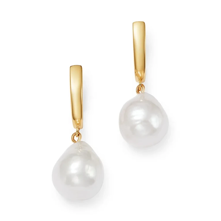 Baroque Cultured Pearl Drop Earrings in 14K Yellow Gold