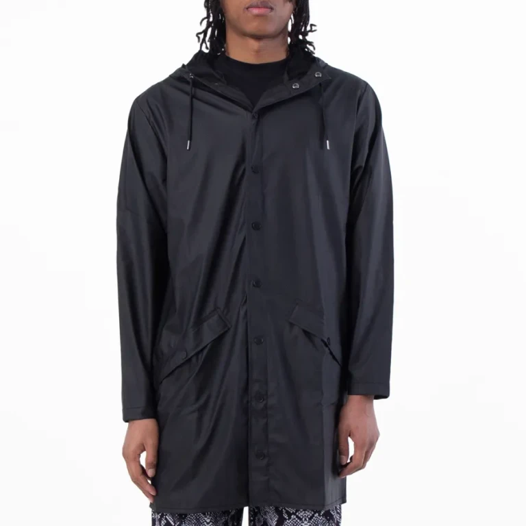 Rains Black Lightweight Waterproof Long Jacket