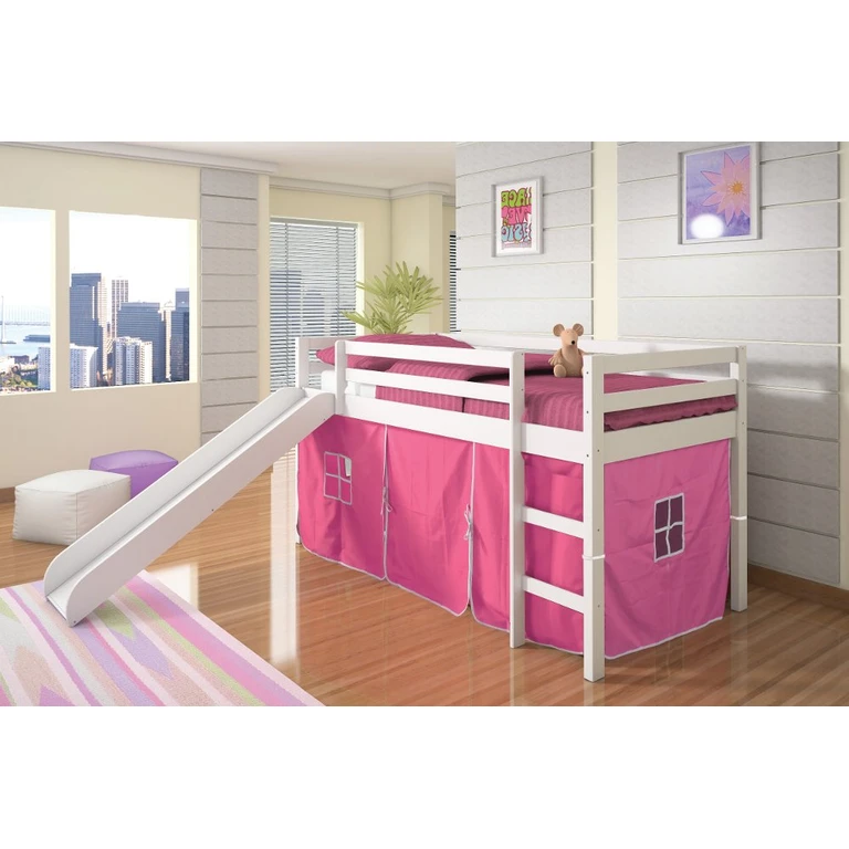 Haven White Twin Bed with Pink Tent