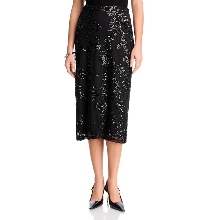 T Tahari Sequin Floral Skirt