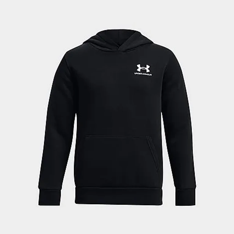 Under Armour Boys Big Kids Icon Fleece Hoodie in Black/White Size: XS