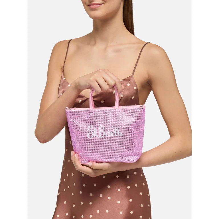 Mc2 Saint Barth Strass Mini Bag With Pink Rhinestones - Unisex