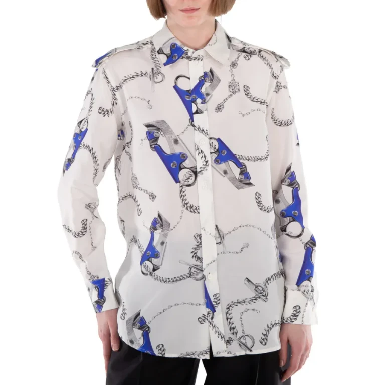 Burberry Knight Hardware-Print Silk Shirt