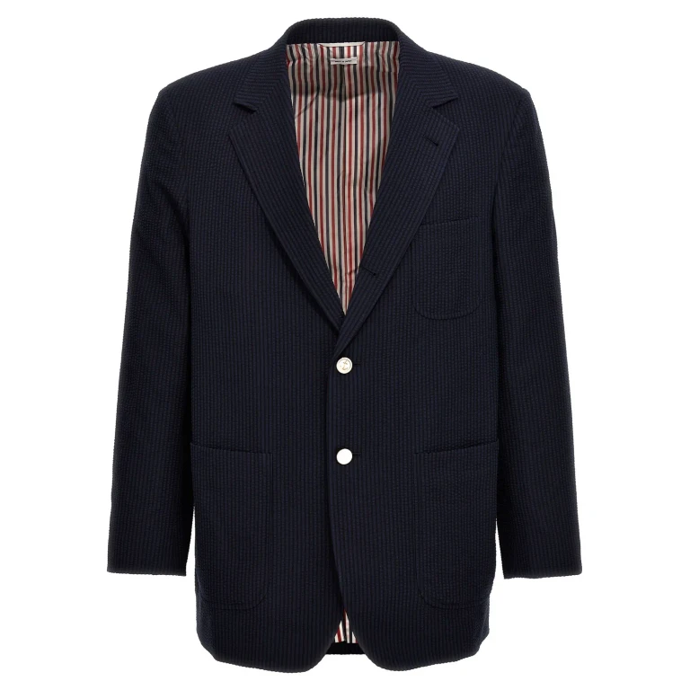 Blazer Thom Browne Single-breasted em Seersucker