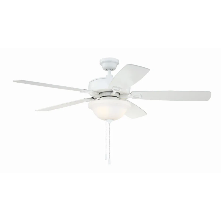 White 52" Ceiling Fan from the Twist N Click 1 Light Collection