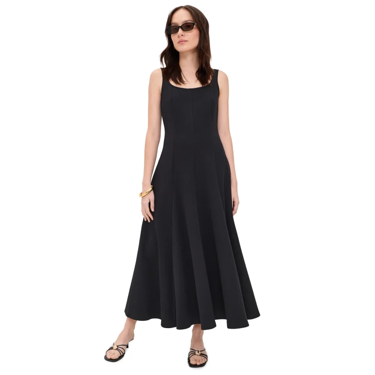 Vince Square Neck Seamed Dress Black M