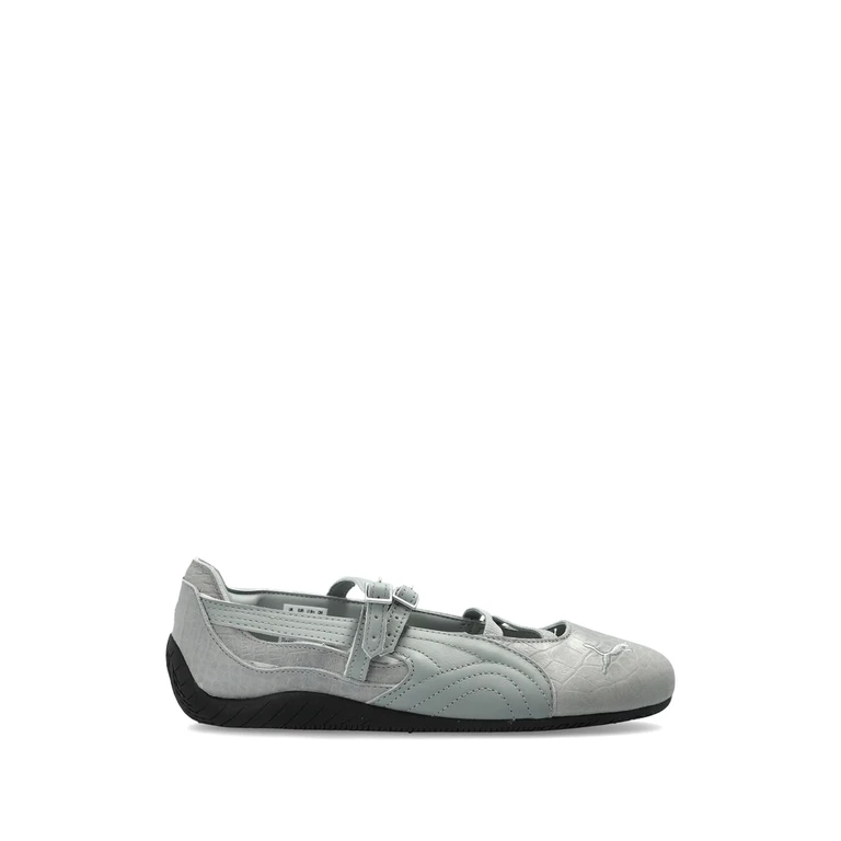 Speedcat Mary Jane Leather Flats with Croc-Embossed Print (40532702)