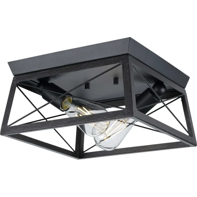 Textured Black Two Light Flush Mount from the Briarwood Collection
