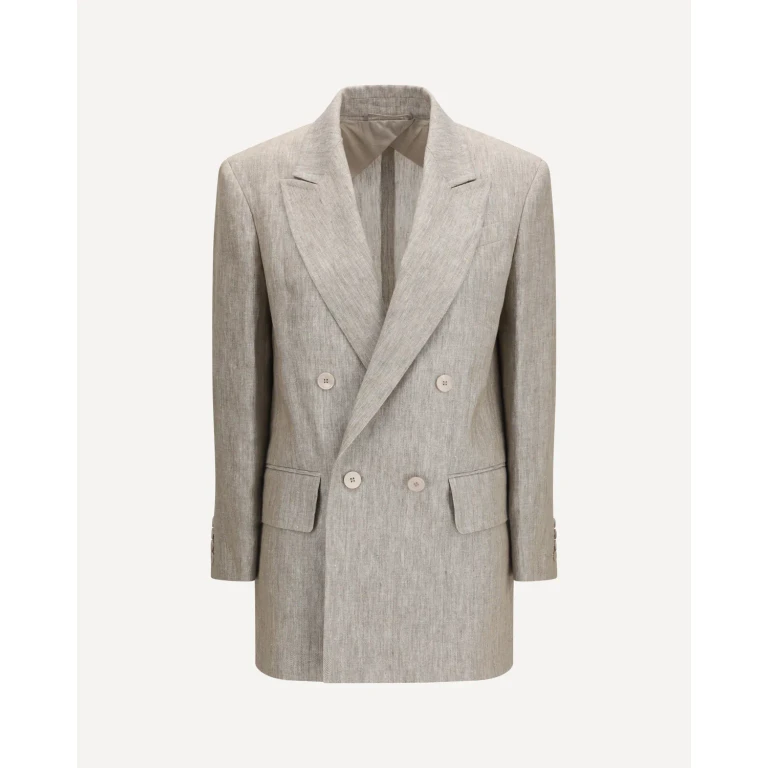 MAX MARA Olimpia double-breasted chevron linen Blazer Female 44
