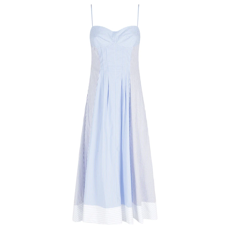 SIMKHAI Chamberlain Cotton Midi Dress Periwinkle Multi Stripe 2
