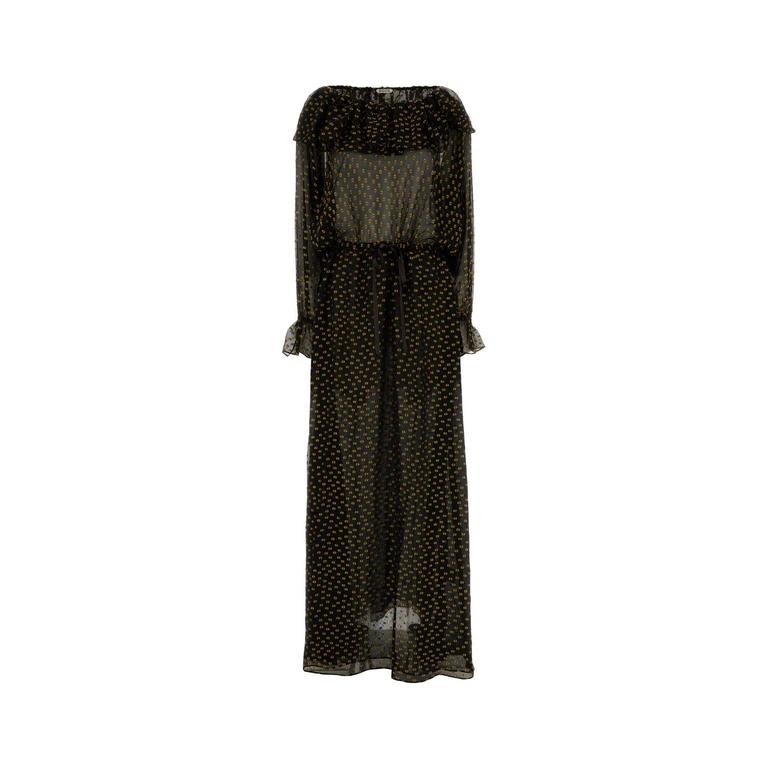 Bode Embroidered Silk Blend Stadium Dress Blackmulti Exterior: Polyester Abiti - Women