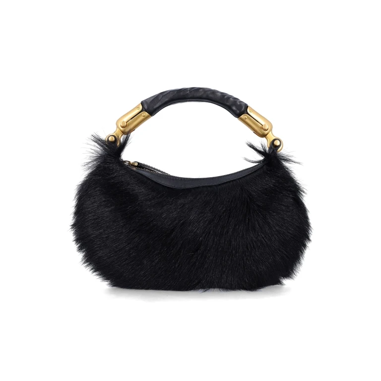 Genuine Fur Handbag With Leather Handle