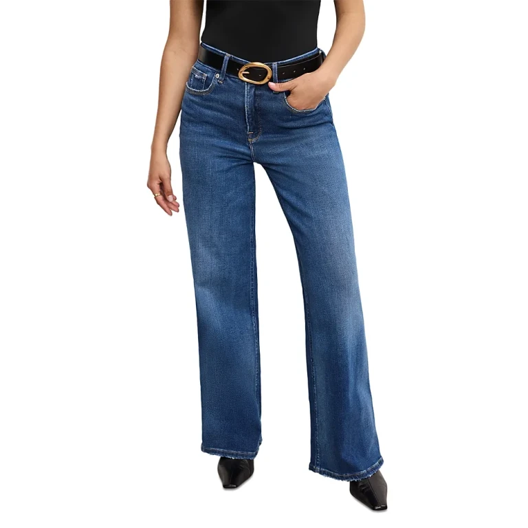 Good American Soft Tech Good Petite Skate Wide Leg Jeans in Indigo891