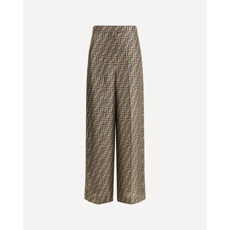 Pantalon Fendi pour femme en soie à motif monogramme, taille 42