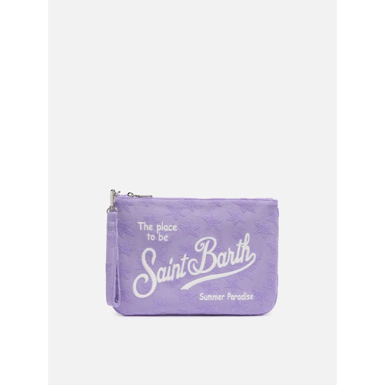 Mc2 Saint Barth Lilac Embossed Terry Parisienne Sponge Pouch Bag Pink Pochette - Unisex