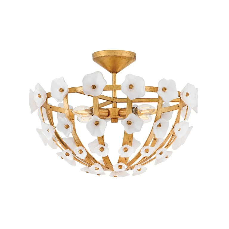 Distressed Brass LED Semi-Flush Mount from the Azalea Collection