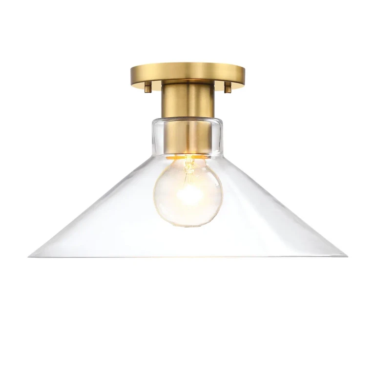 Brushed Gold One Light Semi Flush Mount from the Leena Collection