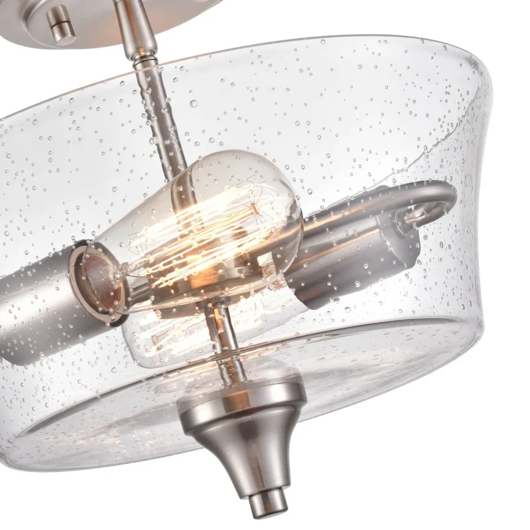 Brushed Nickel Two Light Semi-Flush Mount from the Caily Collection