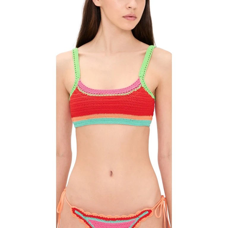 Beach Riot Milana Bikini Top Aqua Haze Crochet M