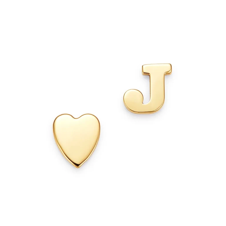 Zoe Lev 14K Yellow Gold Heart & Initial Stud Earrings