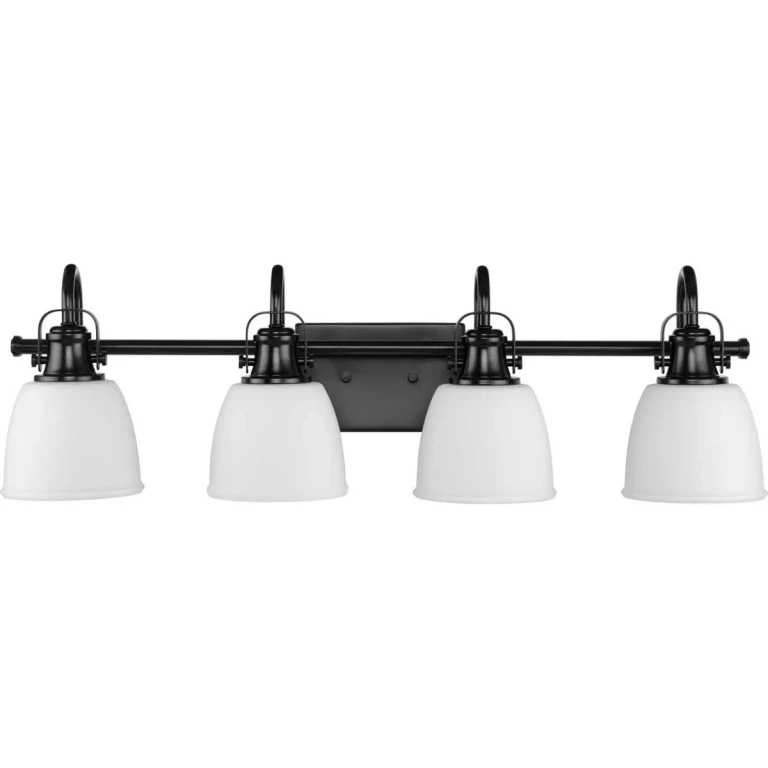 Matte Black Four Light Vanity from the Preston Collection