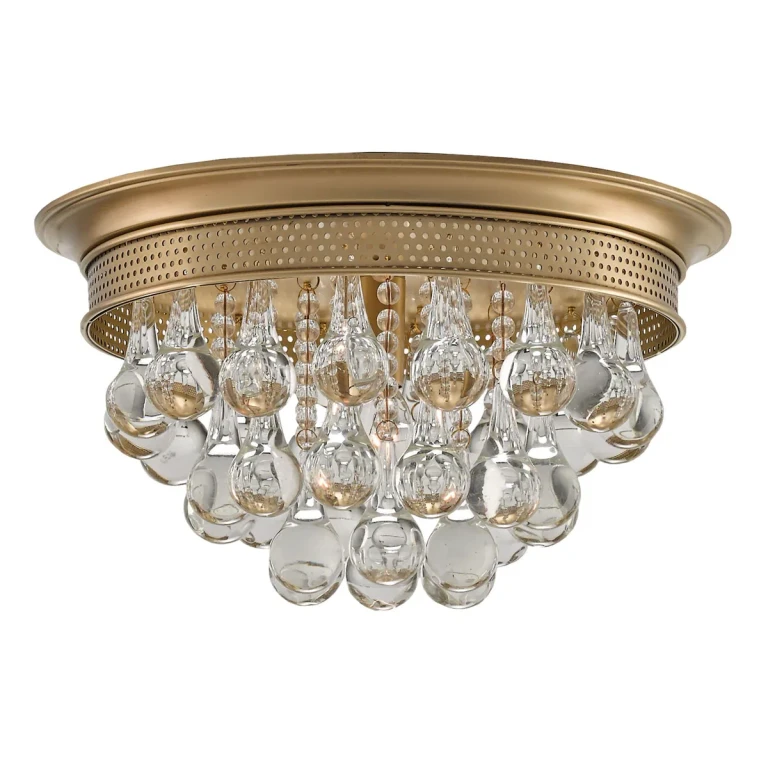 Antique Brass One Light Flush Mount from the Worthing Collection