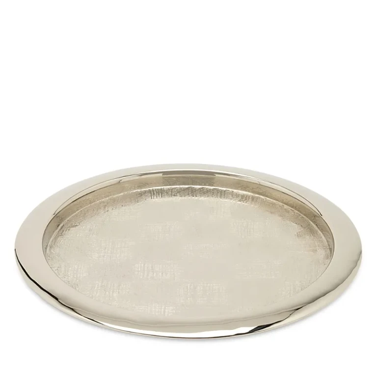 Sevasti Shiny Nickle Textured Stainless Steel Round Tray