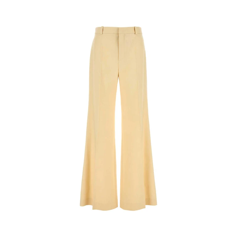 Chloé Cream Canvas Wide-Leg Pant Strawbeige Exterior: Hemp Virgin Wool Pantaloni - Women