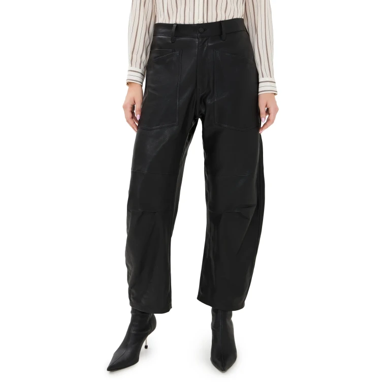 Nili Lotan Shon Leather Pants Dark Brown 8