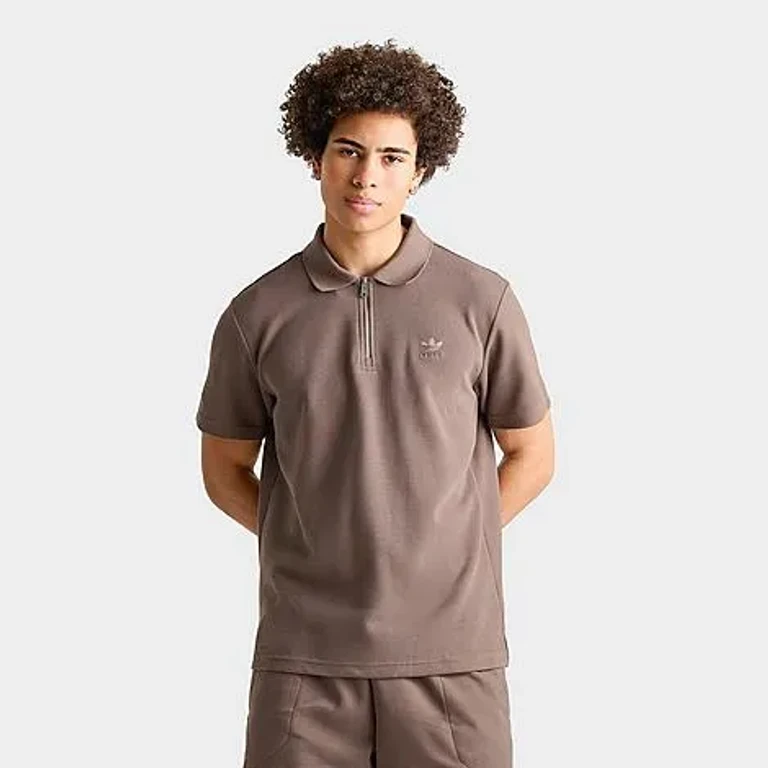 adidas Men's Originals Trefoil Essentials Waffle Polo Shirt in Earth Strata Size: Small