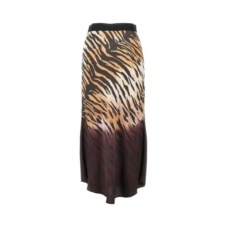 PINKO Animalier twill midi skirt Woman XS