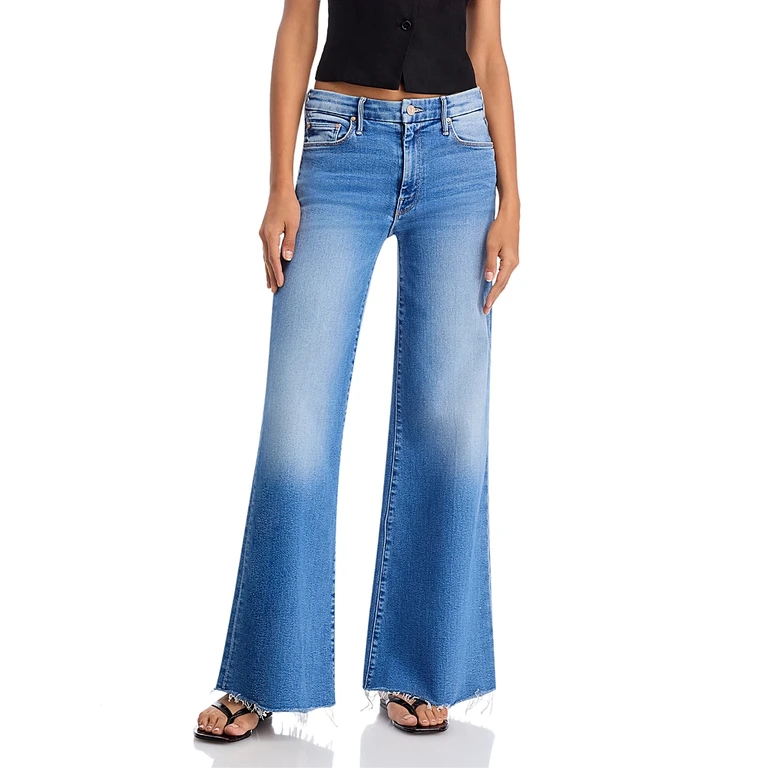 Mother The Roller High Rise Wide Leg Jeans in Riding the Cliffside