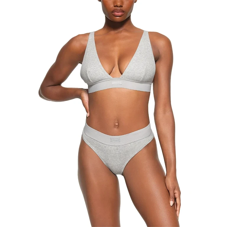Skims Cotton Rib Plunge Bralette