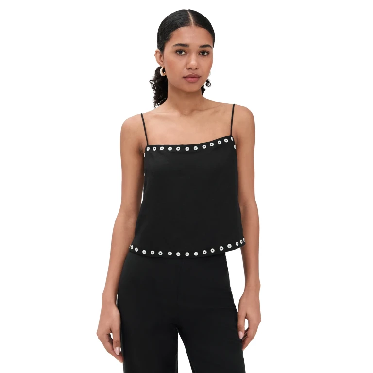 Canotta in lino STAUD Kirra Avorio S