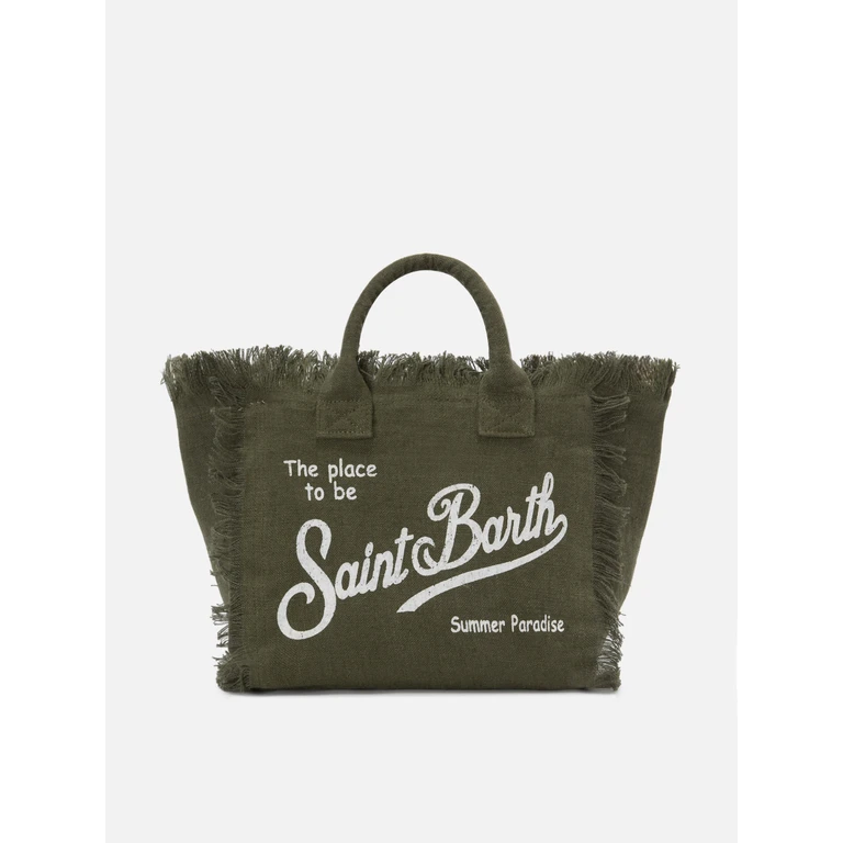 Mc2 Saint Barth Military Green Solid Linen Colette Bag - Unisex
