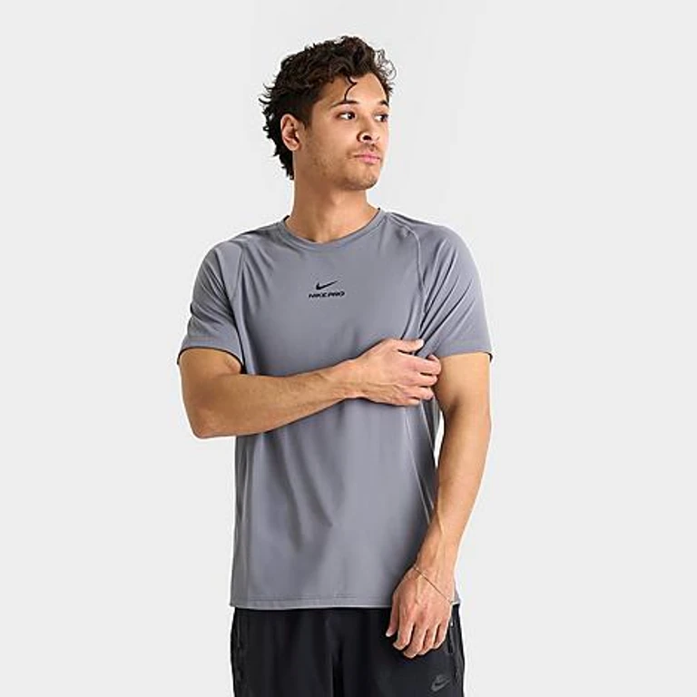 Nike Men's Pro Dri-FIT Training Top in Smoke Grey/Black Size: Small